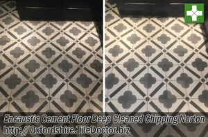 Encaustic Cement Tile and Grout Before After Cleaning Chipping Norton