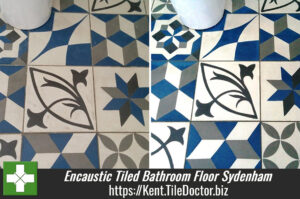 Soiled Encaustic Tiled Bathroom Floor Deep Cleaned in Sydenham