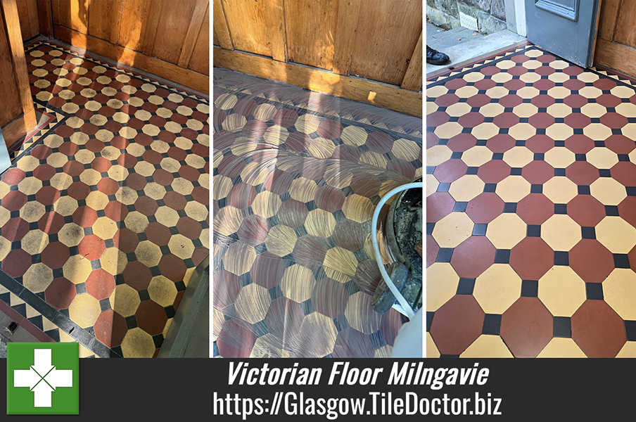 Octagonal Encaustic tiled Victorian Floor Renovation Milngavie