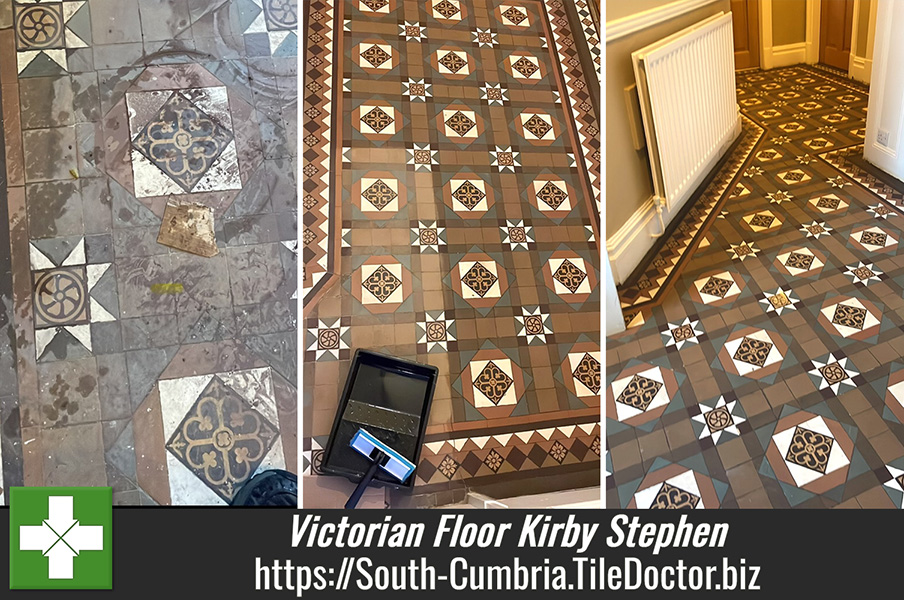 Encaustic Victorian Tiled Hallway Floor Restoration Kirby Stephen