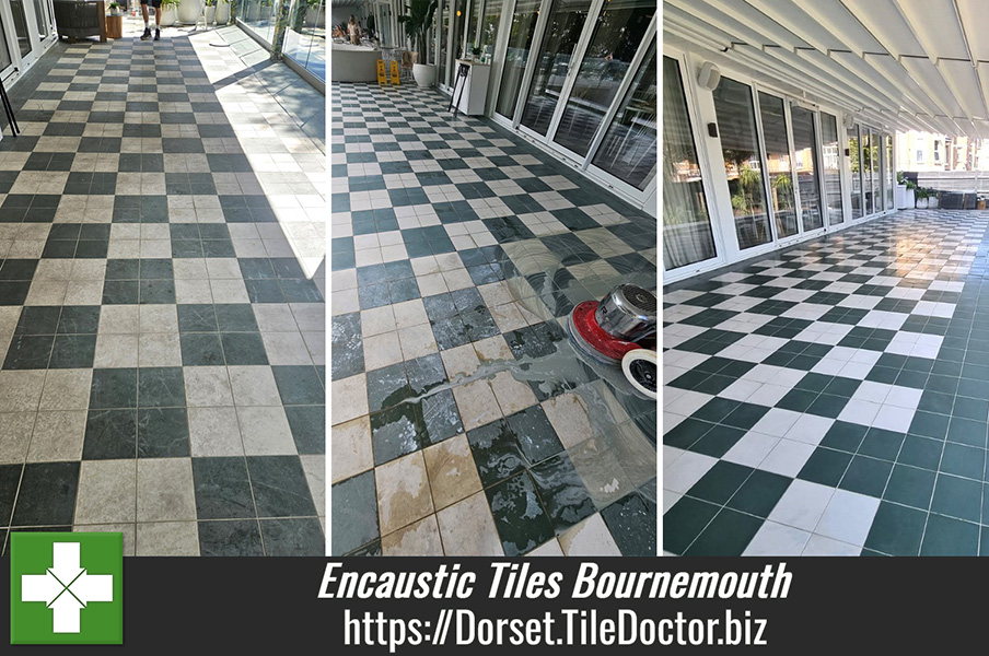 Etched Encaustic Tile Renovation Bournemouth Hotel